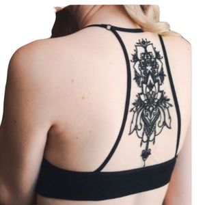 Tattoo Mesh Floral Black Racerback Bralette XS/SM Lingerie Intimates Bra Top